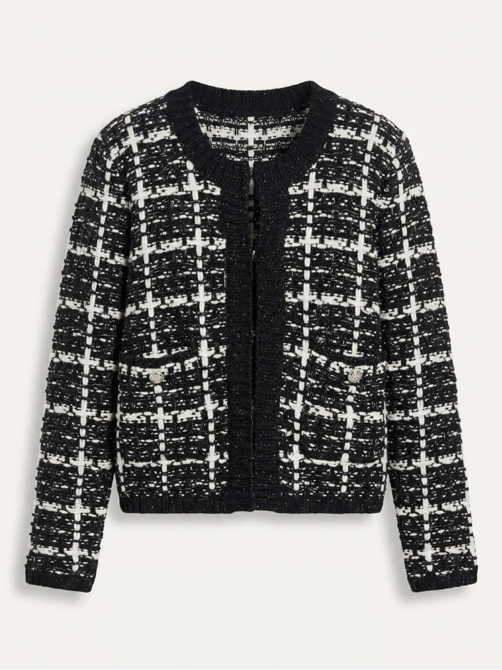 🖤🤍Tweed Cardigan Black and White✨